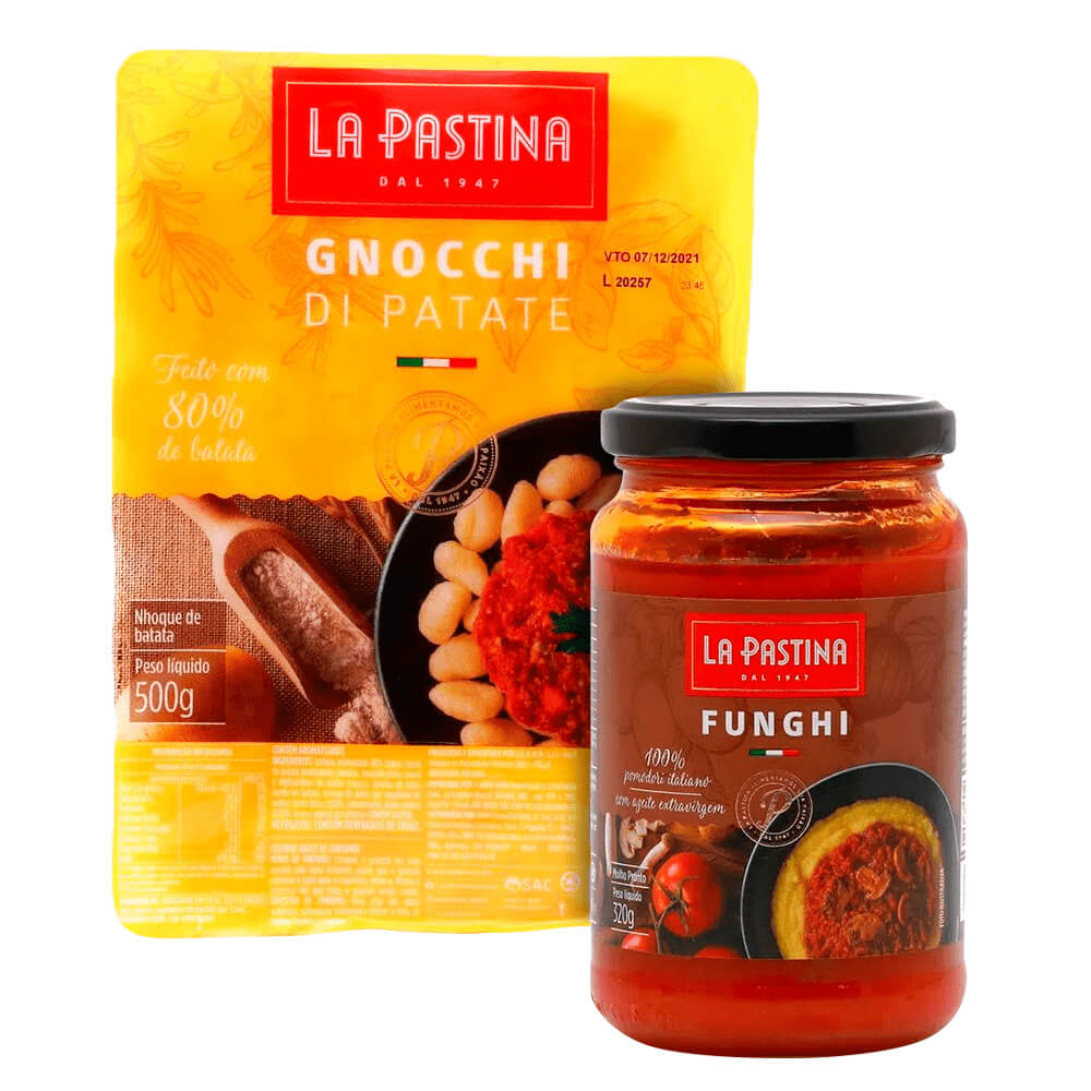 kit massa italiana gnocchi la pastina molho tomate ao funghi
