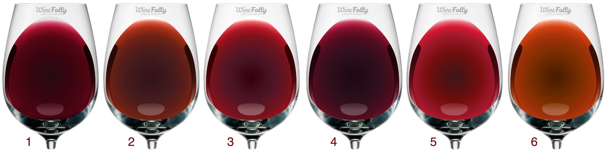 Foto de diferentes cores de vinho.